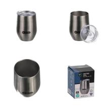 Copo Taça Termico Aço Inox 350ml Vácuo Para Cerveja, Água, Vinho, Suco, Refrigerante, Quente, Frio ou Gelado Com Tampa Útil Bazar