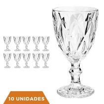 Copo Taça Vidro Diamante Transparente Para Agua 300ml 10Un