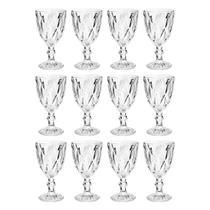 Copo Taça Vidro Diamante Transparente Para Agua 300ml 12Un
