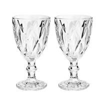 Copo Taça Vidro Diamante Transparente Para Agua 300ml 2Un