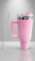Copo Térmico 1200ml com Canudo Rosa Claro Lisa Copo Térmico 1200ml com Canudo Rosa Claro Lisa