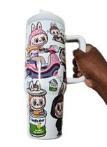 Copo Térmico 1200ml Labubu 1,2l Canudo Tampa Inox Com Alça