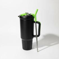 Copo Térmico 1200ml MS-972 Inox Portátil Garrafa Inoxidável com Tampa 2 Funções e Canudo Inox