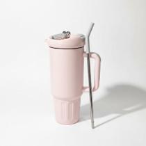 Copo Térmico 1200ml MS-972 Inox Portátil Garrafa Inoxidável com Tampa 2 Funções e Canudo Inox