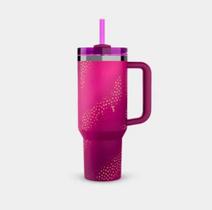 Copo Térmico 1,2L De Aço Inoxidável Estampada Com Tampa E Canudo Garrafa Anti-vazamento