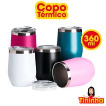 Copo Térmico 360 ML Inox Com Tampa Acrílica Mantém Temperatura Bebida Gelada e Quente