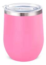 Copo Térmico 360ml Rosa Cuia Aço Inox Com Tampa Hermética Copo Térmico 360ml Rosa Cuia Aço Inox Com Tampa Hermética