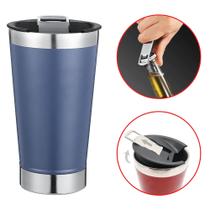 Copo Termico 473mL Cerveja Com Tampa E Abridor Inox Parece Dupla AK5007