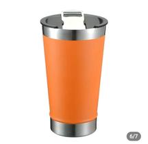 Copo Térmico 473Ml Com Tampa E Abridor Para Cerveja Laranja