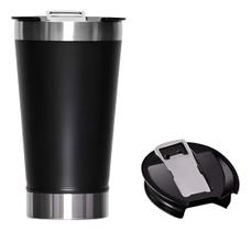 Copo Térmico 473ml Tampa/abridor De Cerveja Aço Inox Premium Preto Lisa