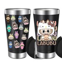 Copo Térmico 475 ml Labubu Com Tampa e Abridor de Garrafa Personalizado