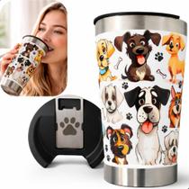 Copo Térmico 500ml Cachorro Pet Aço Inox Gravação UV 360 Presente Amante de Cães Tampa Abridor Copo Térmico 500ml Cachorro Pet Aço Inox Gravação UV 360 Presente Amante de Cães Tampa Abridor