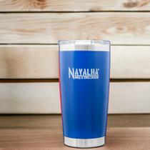 Copo Térmico 500ml Com Tampa Gelado Ou Quente Navalha Azul