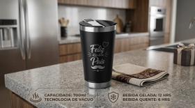 Copo Térmico 700ml Inox Personalizado Feliz Dia dos Pais Tampa com Abridor Preto Presente Copo Térmico 700ml Inox Personalizado Feliz Dia dos Pais Tampa com Abridor Preto Presente