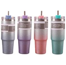 Copo Térmico 900ml Glitter Sem Alça Com Tampa Dupla Camada