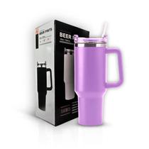 Copo Térmico a Vácuo com Canudo Cinza Grande Roxo 1200ml Copo Térmico a Vácuo com Canudo Cinza Grande Roxo 1200ml