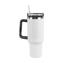 Copo Térmico Aço Inox 1200ml Caneca C/ Alça Canudo Água Gelada Quente Cor:Branco