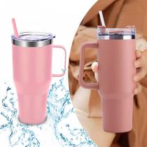 Copo Térmico Aço Inox 1200ml Caneca C/ Alça Canudo Água Gelada Quente Cor:Rosa Copo Térmico Aço Inox 1200ml Caneca C/ Alça Canudo Água Gelada Quente Cor:Rosa