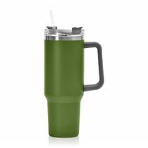 Copo Térmico Aço Inox 1200ml Caneca C/ Alça Canudo Água Gelada Quente Cor:Verde Copo Térmico Aço Inox 1200ml Caneca C/ Alça Canudo Água Gelada Quente Cor:Verde