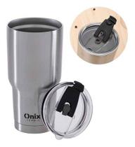 Copo térmico aço Inox 870ml para café chá água cerveja com tampa Onix Termic