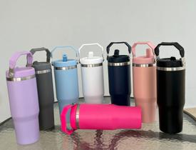 Copo Térmico Aço Inox 900ml Alça Tampa Canudo Antivazamento