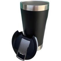Copo Térmico Aço Inox Preto 473ml Para Cerveja Com Tampa e Abridor de Garrafas