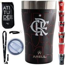 Copo Térmico Arell com Isolamento a Vácuo 473ml Flamengo com Kit Protetor MODELO:KIT Fla 10