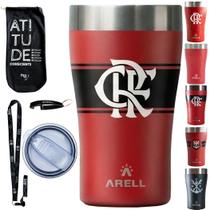 Copo Térmico Arell com Isolamento a Vácuo 473ml Flamengo com Kit Protetor MODELO:KIT Fla 18