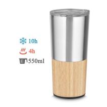 Copo Térmico Bambu 550ml com Tampa Antivazamento em Aço Inox Parede Dupla Branco, Preto e Prata Copo Térmico Bambu 550ml com Tampa Antivazamento em Aço Inox Parede Dupla Branco, Preto e Prata