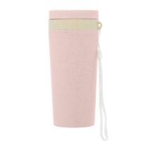 Copo Térmico Bambu Parede Dupla C/ Alça E Tampa Rosa 310Ml - LYOR