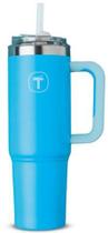 Copo Térmico Big T 1,1 litros com canudo Azul Grécia Tupperware Copo Térmico Big T 1,1 litros com canudo Azul Grécia Tupperware