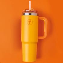 Copo Térmico Big T Com Canudo 1,1L Laranja Damasco