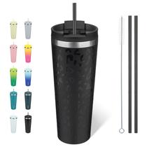 Copo Térmico BJPKPK 770 ml em Aço Inoxidável Isolado, Preto com Estampa de Leopardo Copo Térmico BJPKPK 770 ml em Aço Inoxidável Isolado, Preto com Estampa de Leopardo