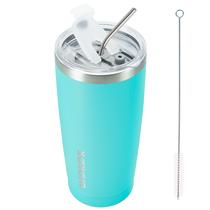 Copo Térmico BJPKPK Aço Inoxidável 600mL com Tampa e Canudo Turquesa Copo Térmico BJPKPK Aço Inoxidável 600mL com Tampa e Canudo Turquesa