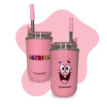 Copo Térmico Bob Esponja 300ml Canudo Inox Personalizado Com Tampa De Vedação