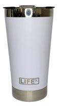 Copo Térmico Branco Parede Dupla Inox Com Tampa 473 ml