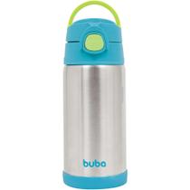 Copo térmico buba parede dupla com canudo 400ml azul 11385