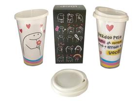 Copo Térmico C/ Tampa Flork Perdão Pela Briga De Ontem Mas O Errado É Você