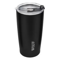 Copo térmico c/ tampa parede dupla aço inox preto 600ml - wolff Copo térmico c/ tampa parede dupla aço inox preto 600ml - wolff