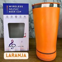Copo Térmico Caixa De Som Bluetooth 473Ml Aço Inox - Laranja