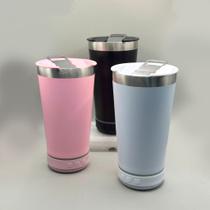 Copo Térmico Caixa De Som Bluetooth Led Carregador 24h Cores Variadas