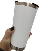 Copo Térmico Cerveja Acabamento Premium Com Tampa Aço Inox Branco