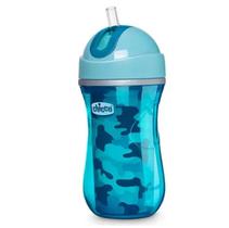 Copo Térmico Chicco Com Canudo Sport Camuflado Azul- 266ml -12 Meses+