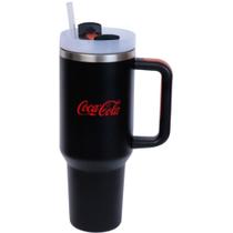 Copo Térmico COCA-COLA com ALÇA Preto 1,2 Litro INOX com Canudo