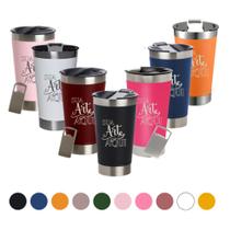Copo Térmico com abridor Inox capacidade 473ml+ PERSONALIZAÇÃO