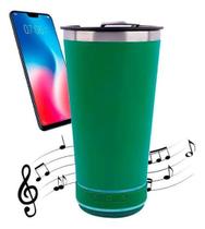 Copo Térmico Com Caixa De Som Bluetooth 473Ml Aço Inox Verde