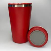 Copo Térmico Com Caixa Som Bluetooth 473Ml Aço Inox Vermelho