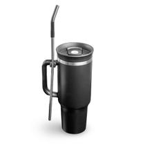 Copo Térmico com Canudo Aço Inoxidável 3 Camadas 1,2l Preto