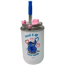 Copo Térmico com Canudo e Ponteira Stitch e Angel Namorados 300ml 10026386 - ZonaCriativa Copo Térmico com Canudo e Ponteira Stitch e Angel Namorados 300ml 10026386 - ZonaCriativa