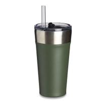 Copo Térmico Com Canudo Em Aço Inox C/ Tampa E Abridor Copo Térmico Com Canudo Em Aço Inox C/ Tampa E Abridor